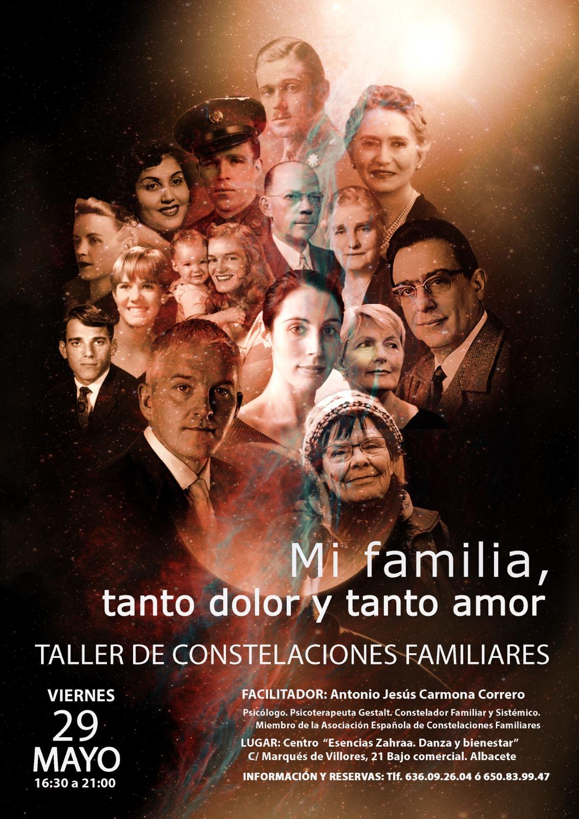 Cartel del taller Mi familia, tanto dolor y tanto amor